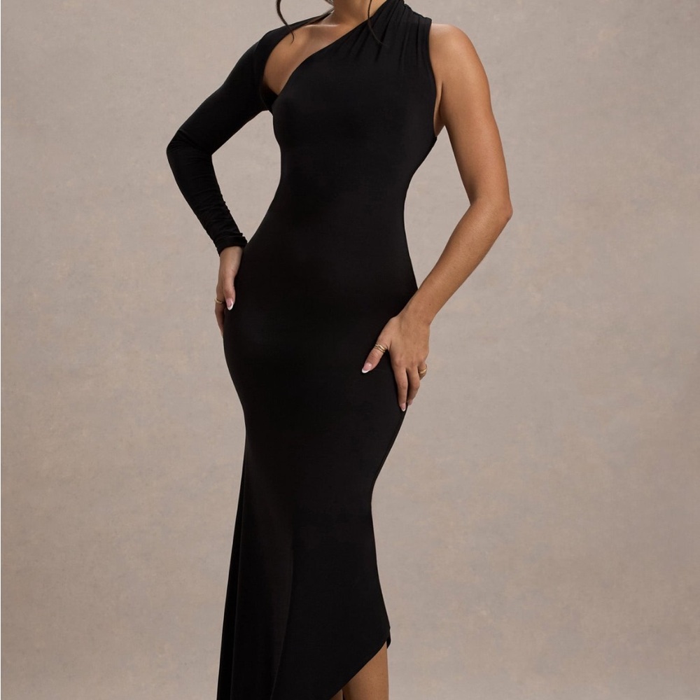 Black one shoulder maxi dress